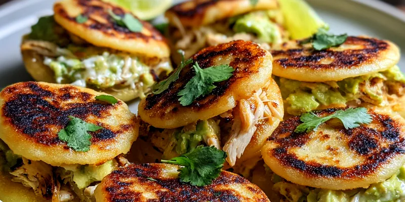 Creamy Avocado Chicken Arepas