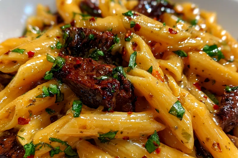 Fresh ingredients for Creamy Cajun Steak Pasta