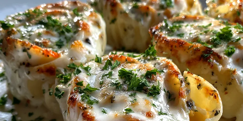 Delicious Creamy Chicken Alfredo Rolls served on a plate