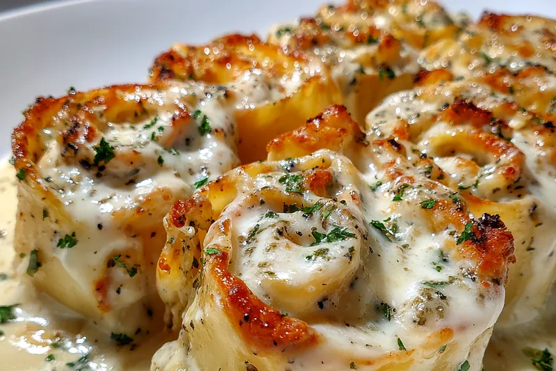Fresh ingredients for Creamy Chicken Alfredo Rolls