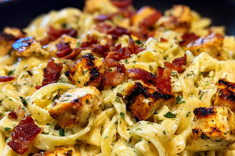 Fresh ingredients for Creamy Chicken Bacon Pasta