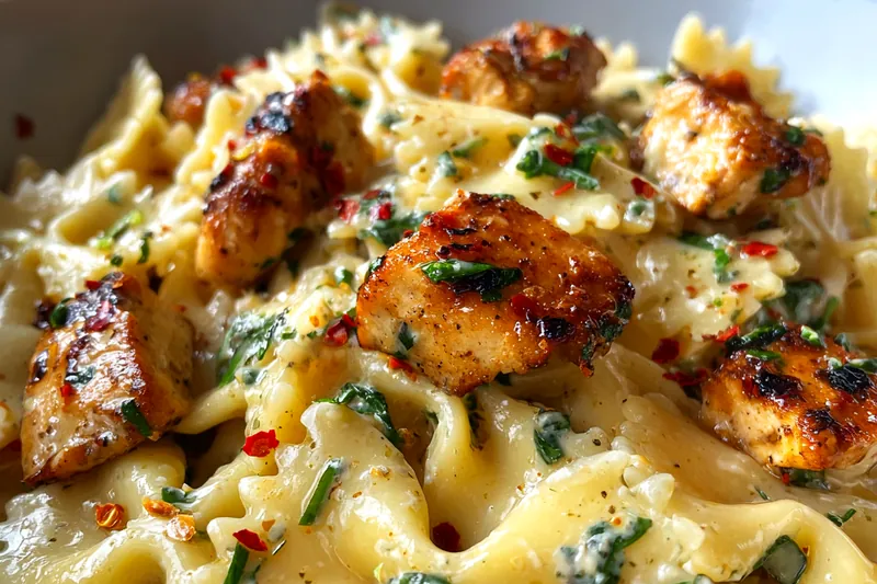 Fresh ingredients for Creamy Chicken Bowtie Pasta