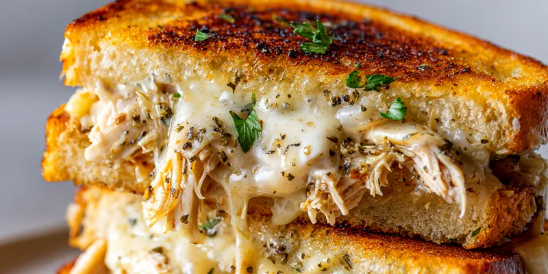 Creamy Chicken Garlic Sandwich with Melted Cheese