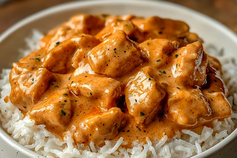 An assortment of fresh ingredients for Creamy Chicken Rice Delight, including chicken, rice, and herbs laid out on a kitchen countertop.