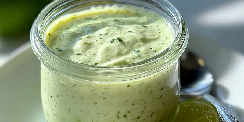 Delicious Creamy Cilantro Garlic Sauce served on a plate