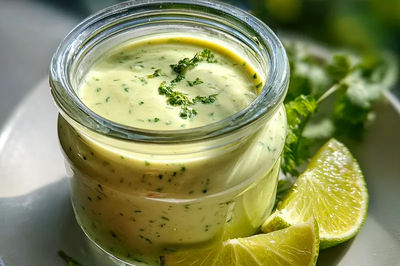 Fresh ingredients for Creamy Cilantro Garlic Sauce