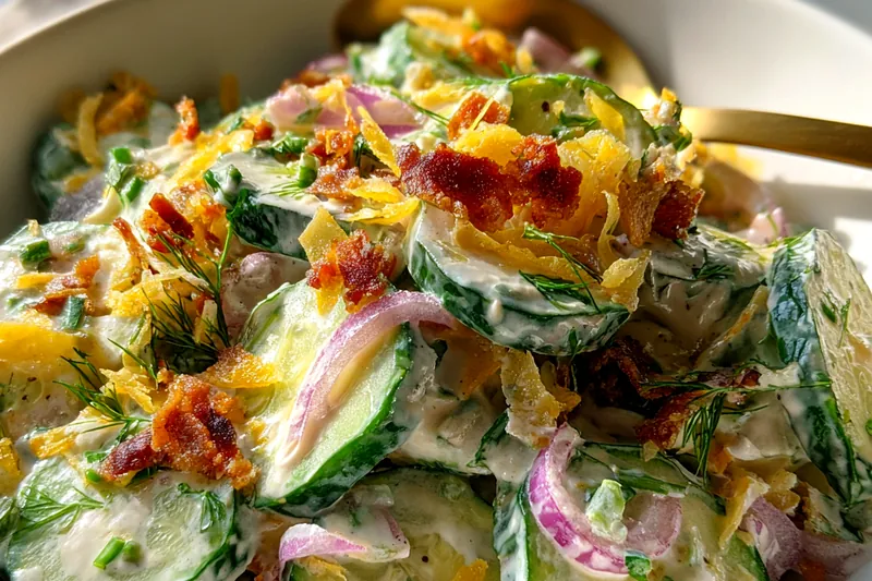 Fresh ingredients for Creamy Cucumber Salad Delight