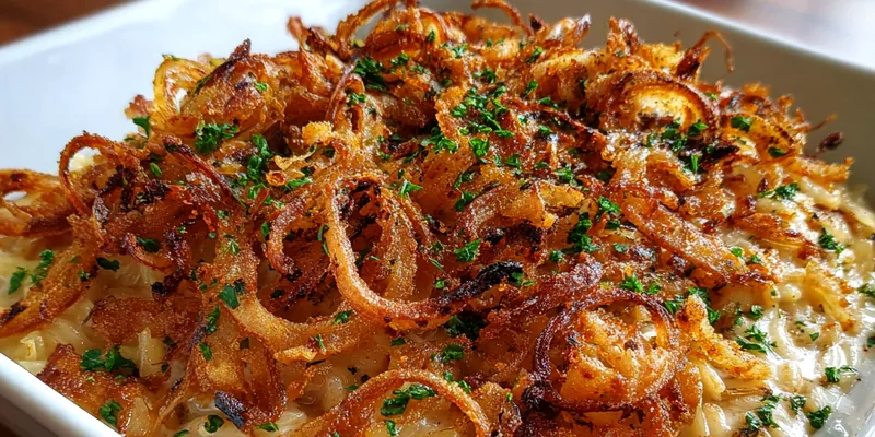 Creamy French Onion Orzo Bake