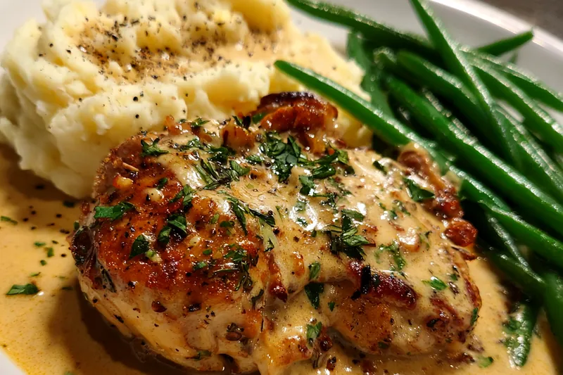 Fresh ingredients for Creamy Garlic Chicken Delight