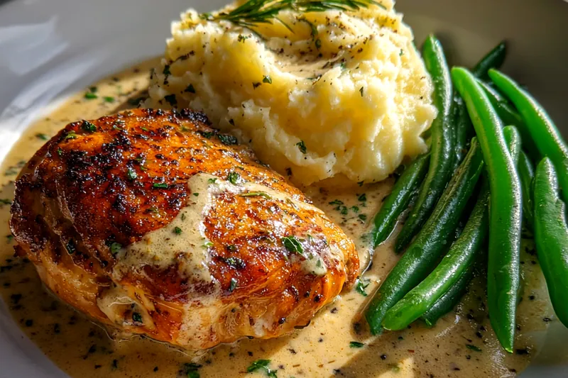 Cooking process for Creamy Garlic Chicken Dinner