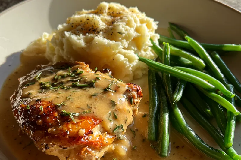 Fresh ingredients for Creamy Garlic Chicken Dinner