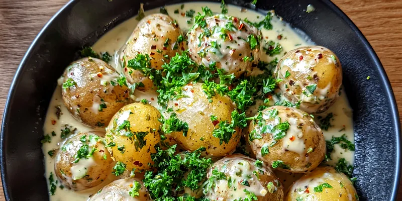 Creamy Garlic Baby Potatoes