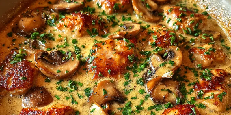 Delicious Creamy Mushroom Chicken Delight served on a plate