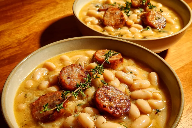 Cooking process for Creamy Sausage Bean Soup