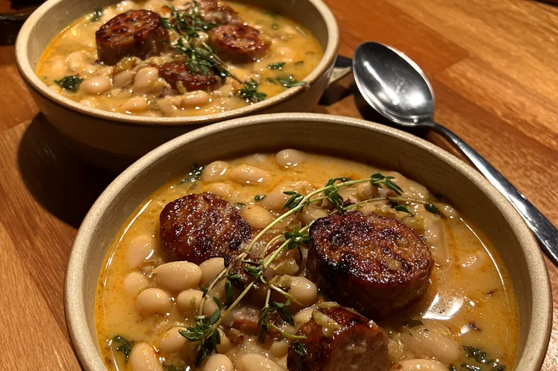 Fresh ingredients for Creamy Sausage Bean Soup