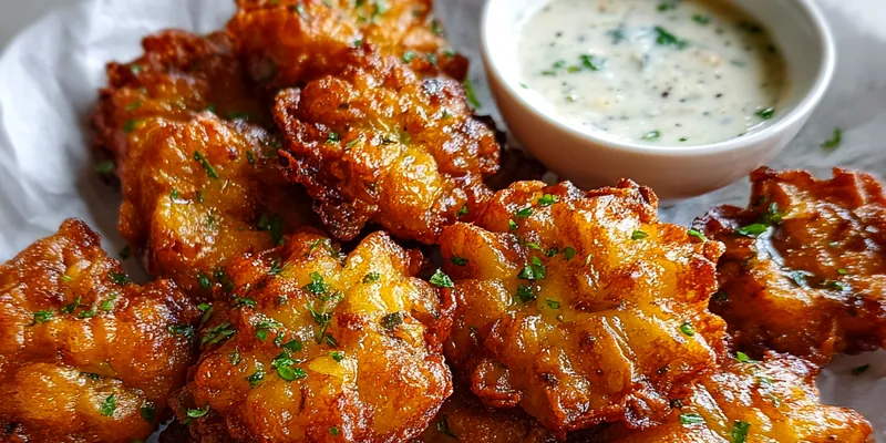 Delicious Crispy Blooming Onion Bites served on a plate