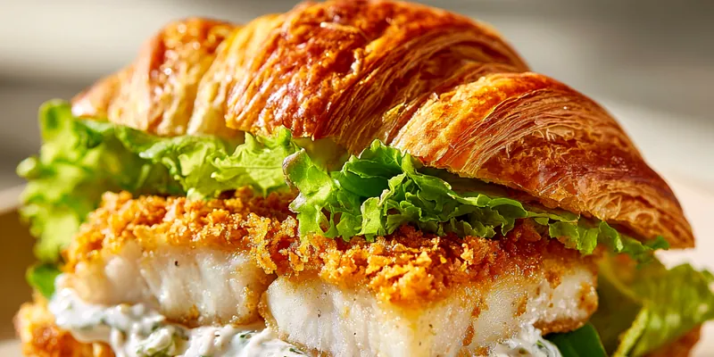 Crispy Fish Sandwich on Buttery Croissant