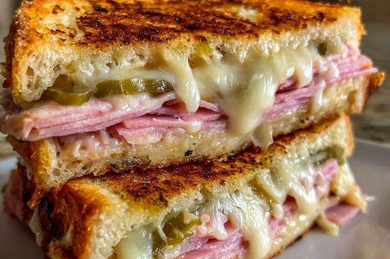 Cooking process for Crispy Grilled Ham Sandwich