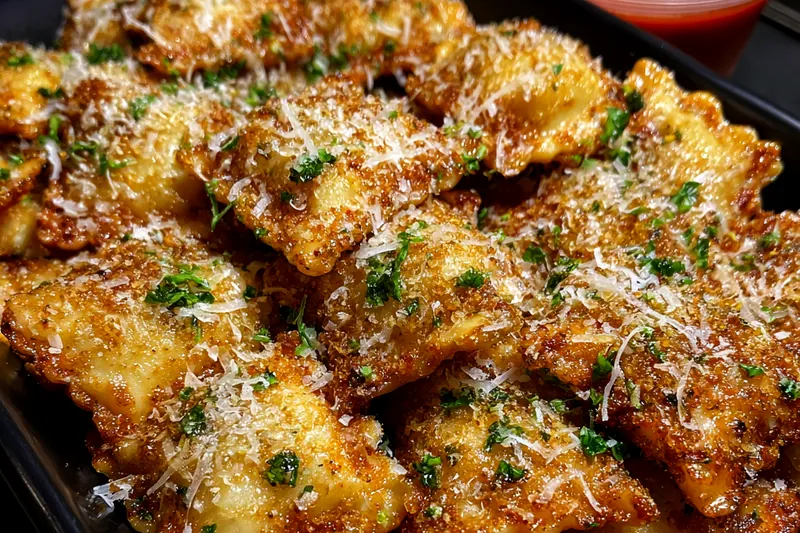 Fresh ingredients for Crispy Herb Ravioli Bites