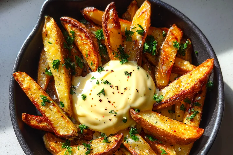 Cooking process for Crispy Potato Fries with Aioli