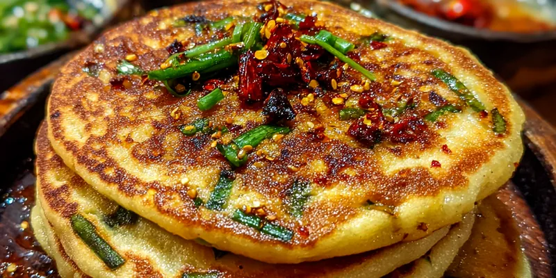Delicious Crispy Scallion Pancakes Delight served on a plate