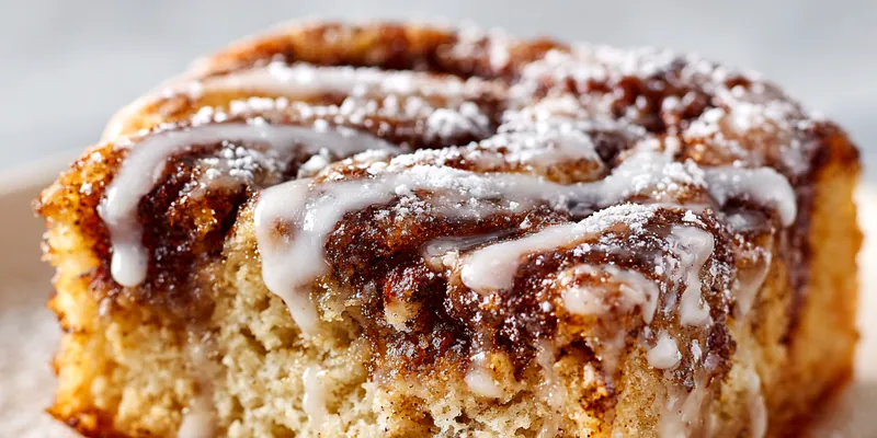 Golden-brown gooey cinnamon rolls in a crockpot, dripping with cream cheese frosting, showing their soft, fluffy texture and spiral layers