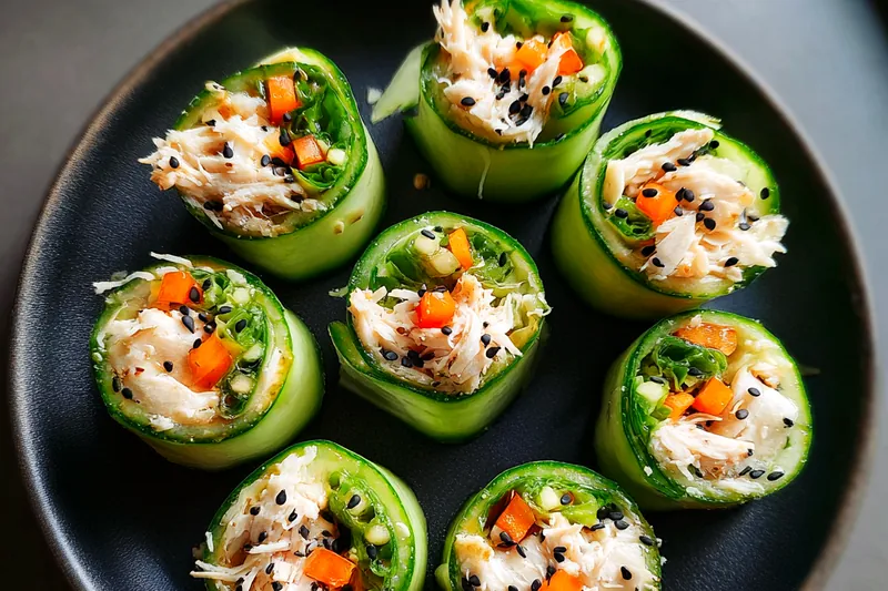Fresh ingredients for Cucumber Chicken Roll Ups