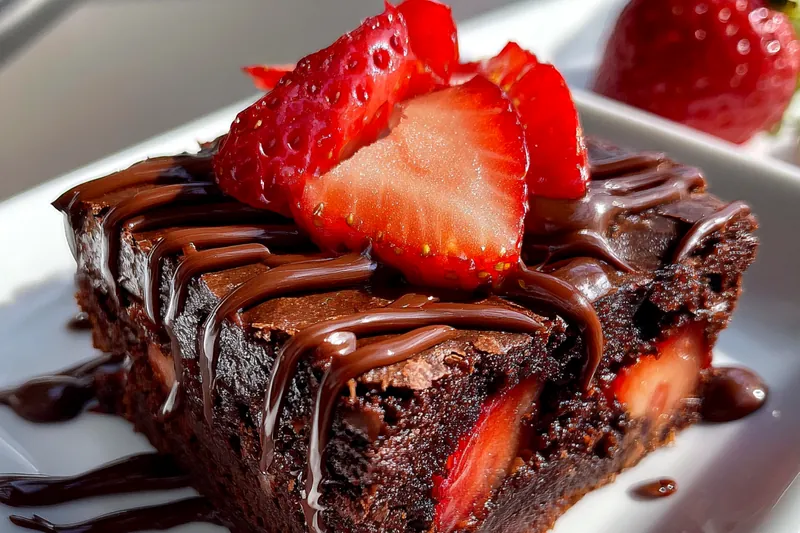 Fresh ingredients for Decadent Chocolate Strawberry Brownies