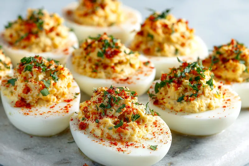 Ingredients for Cajun deviled eggs including eggs and spices