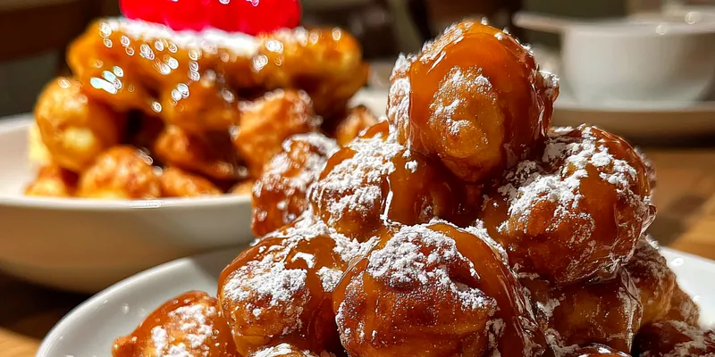 Delicious Easy Funnel Cake Bites served on a plate