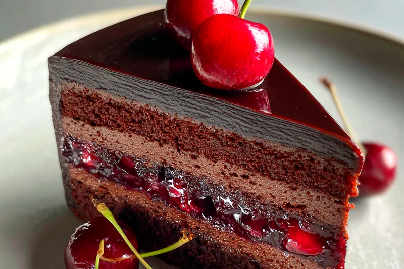Cooking process for Elegant Chocolate Cherry Cake