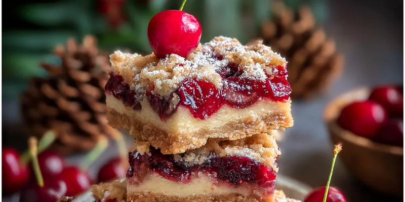 Delicious Festive Cherry Dessert Bars served on a plate