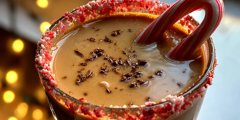 Delicious Festive Chocolate Peppermint Drink served on a plate