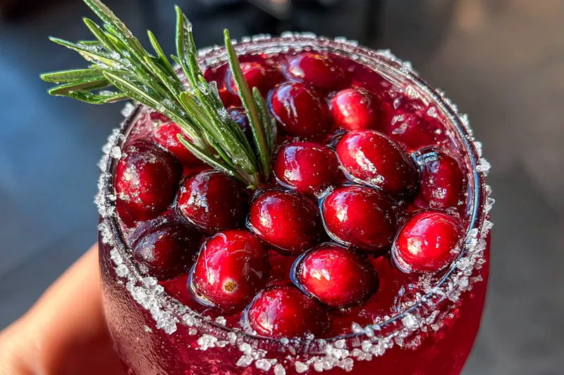 Mixing the ingredients for Festive Holiday Margarita in a cocktail shaker with ice.