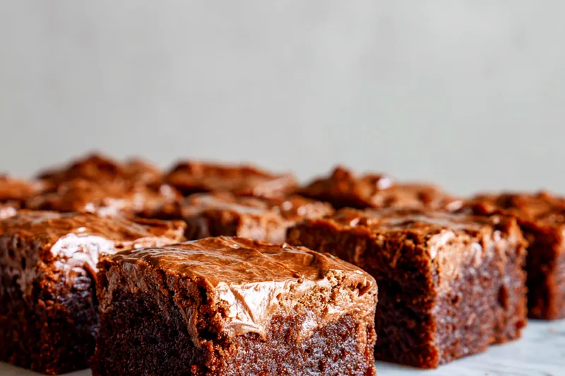 Ingredients for frosted banana bread brownies arranged on a countertop