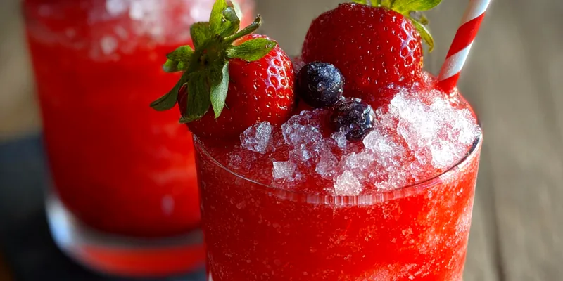Frozen Strawberry Slushie with Fresh Berry Garnish