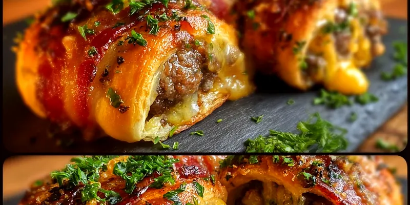 Garlic Butter Bacon Cheeseburger Rollups Recipe