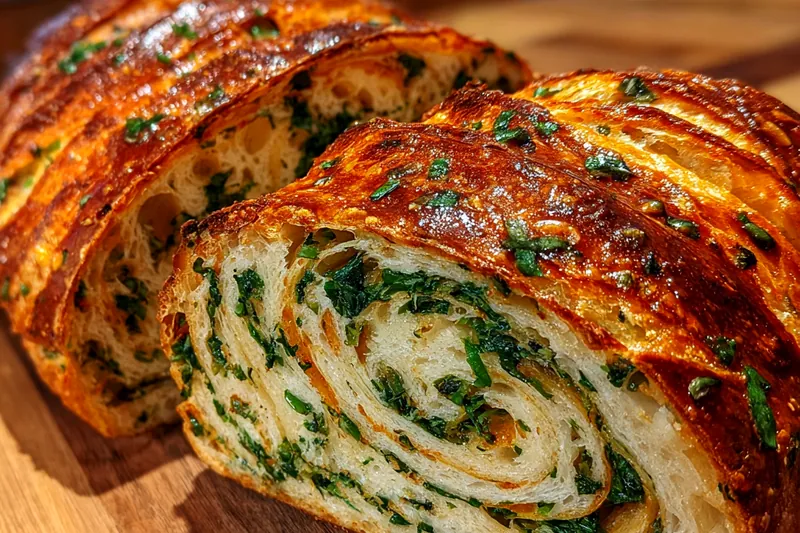 Cooking process for Garlic Herb Swirl Bread