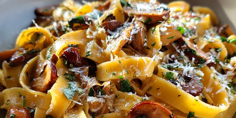 Delicious Garlic Mushroom Pasta Delight served on a plate