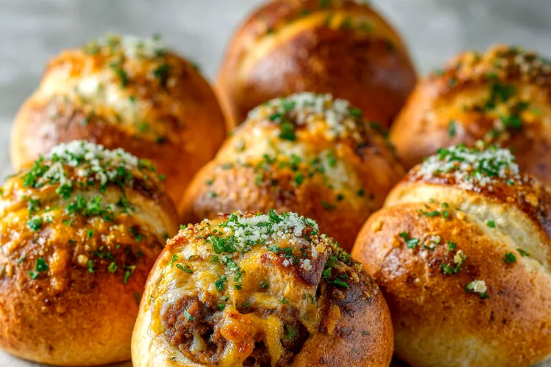 Fresh ingredients for Garlic Parmesan Cheeseburger Bombs