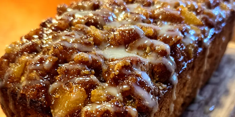 Delicious Glazed Apple Cinnamon Loaf served on a plate