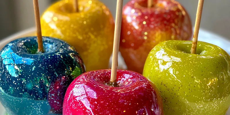 Delicious Glowing Candy Coated Apples served on a plate