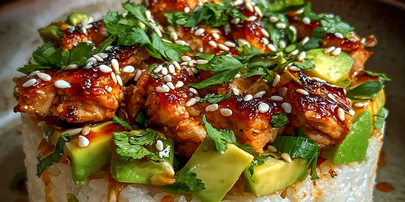 Delicious Grilled Chicken Avocado Stack served on a plate