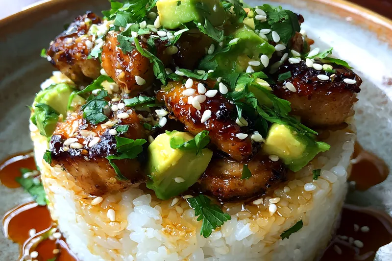 Fresh ingredients for Grilled Chicken Avocado Stack