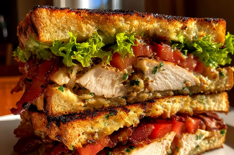 Cooking process for Grilled Chicken Club Sandwich