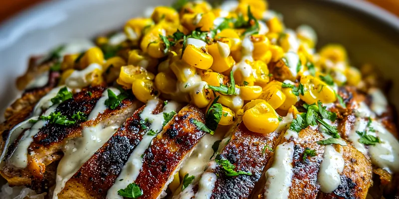 Delicious Grilled Chicken Corn Bowl served on a plate