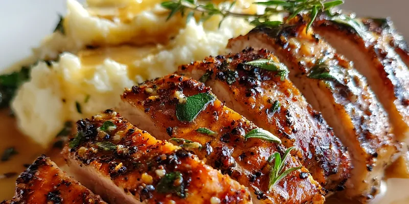 Delicious Grilled Chicken with Herb Sauce served on a plate