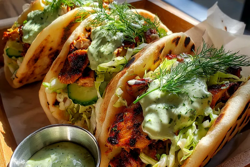 Fresh ingredients for Grilled Chicken Pita Wraps