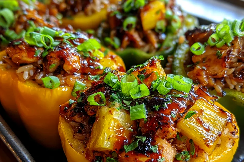 Cooking process for Grilled Pineapple Chicken Peppers