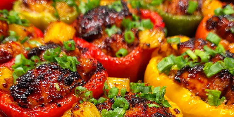 Delicious Grilled Pineapple Chicken Peppers served on a plate